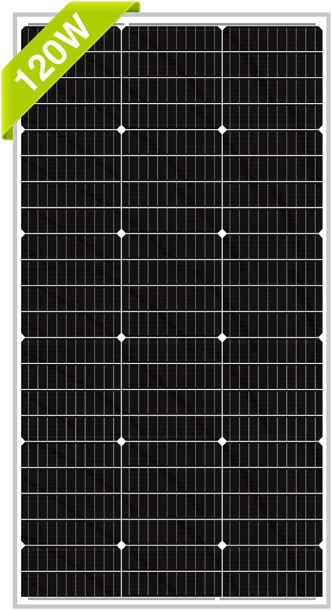 Newpowa 10BB 120W Solar Panel High-Efficiency Monocrystalline 24V PV Module Designed for 24V Off Grid System, Charge Your Battery of RV, Boat, Camper, Trailer, Gate Opener