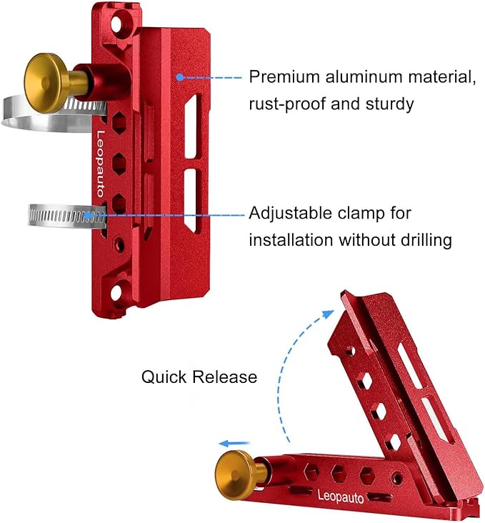 Universal Fire Extinguisher Mount, Aluminum Quick Release Roll Bar Fire Extinguisher Bracket Holder with 8 Clamps Compatible with Jeep Wrangler JK TJ JL JKU Polaris RZR Ranger UTV, Red