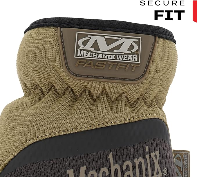 Mechanix Wear: FastFit Work Glove with Elastic Cuff for Secure Fit, Performance Gloves for Multi-Purpose Use, Touchscreen Capable Safety Gloves for Men (Brown, Small)