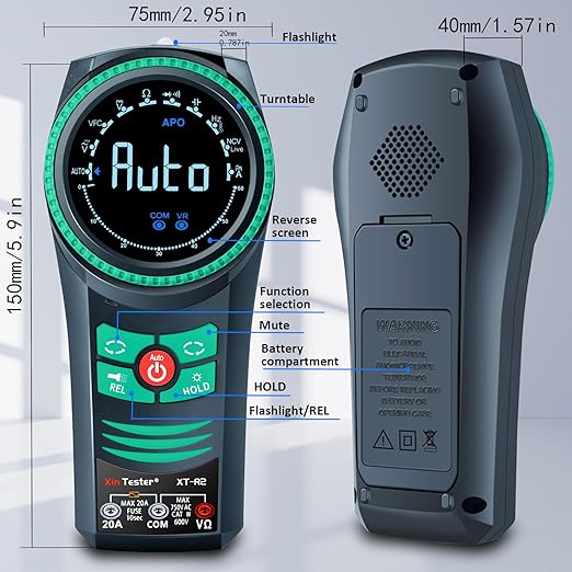 Xin Tester Digital AC DC Professional Multimeter Tester, TRMS 6000 Counts Rotary Dial Electrical Automotive Autoranging DMM 1000V NCV Volt Ohm Amp Meter, Capacitance Temperature Diode XT-R2