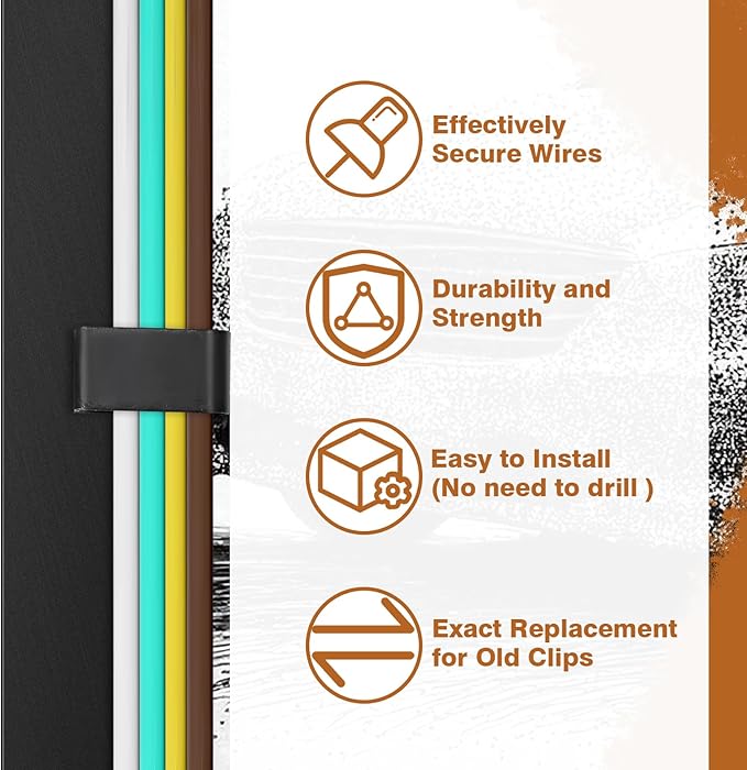 50 Pack Trailer Frame Wire Clips Black Push-On Chassis Wire Clips Anti-Corrosion Spring Steel Harness Fasteners for Automotive Boat Trailer or Marine Wiring Management (1/4'')