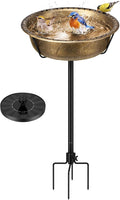 VIVOHOME Bird Bath with Solar Fountain for Outside, Weather-Resistant ABS Birdbath Bowl with Solar Powered Pump, Metal Ground Stake for Outdoor, Garden, 1.45 Gallons, Copper