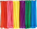 QDiShi 600pcs Small Colored Zip Ties 8 Inch Multi-Color Zip Wire Tie for Deco Mesh Wreath Supplies, Colorful Plastic Ties Yellow, Blue, Red, Green, Pink, Purple Zip Ties (100 per color)