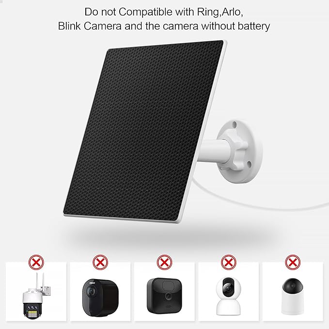 Solar Panel Charger for Security Camera Outdoor, 5W Solar Panels with Micro USB & USB C Adapter for DC 5V Rechargeable Battery Camera, IP65 Waterproof, 360°Adjustable Mounting, 9.8 Ft Charging Cable
