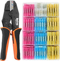 Crimping Tool For Heat Shrink Connectors, 220PCS Waterproof Automotive Marine Grade Heat Shrink Butt Connectors Kit, Tinned Red Copper AWG 26-10
