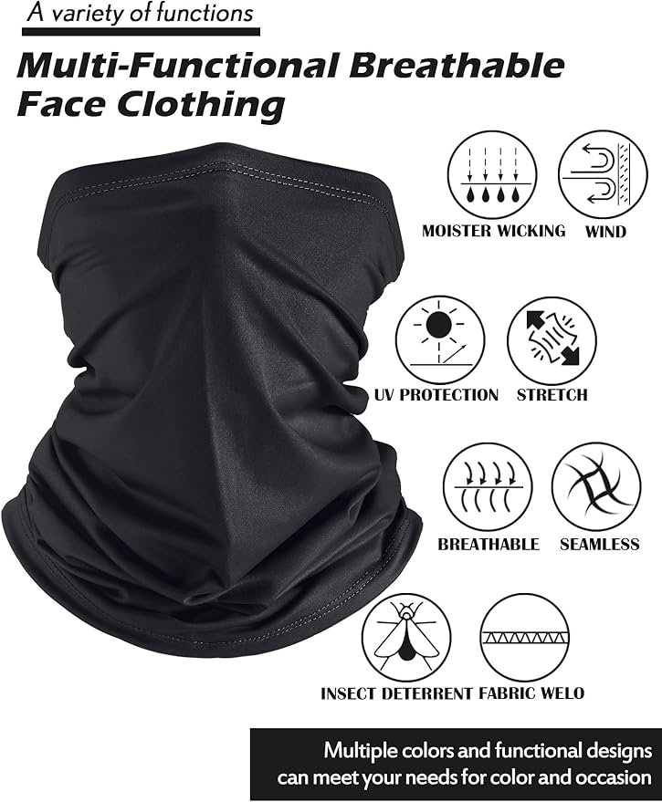Geyoga Neck Gaiter Bandana Face Mask Summer UV Protection Cooling Breathable Face Mask Neck Scarf Balaclava for Men Women
