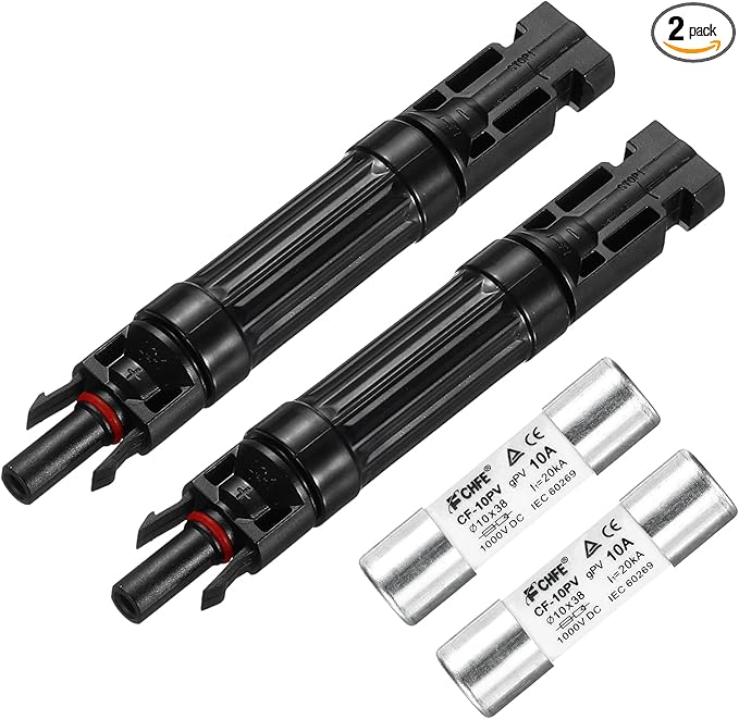 MECCANIXITY 2 Pcs Solar Fuse Holder 10A 1000V Waterproof PV in-Line Fuse Holders with Fuse Solar Inline Fuse Holder Photovoltaic Connectors for Solar Panel System