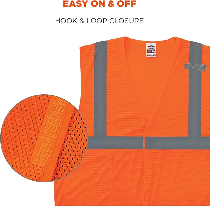 Ergodyne GloWear Economy High Visibility Reflective Safety Vest, Hook & Loop Closure