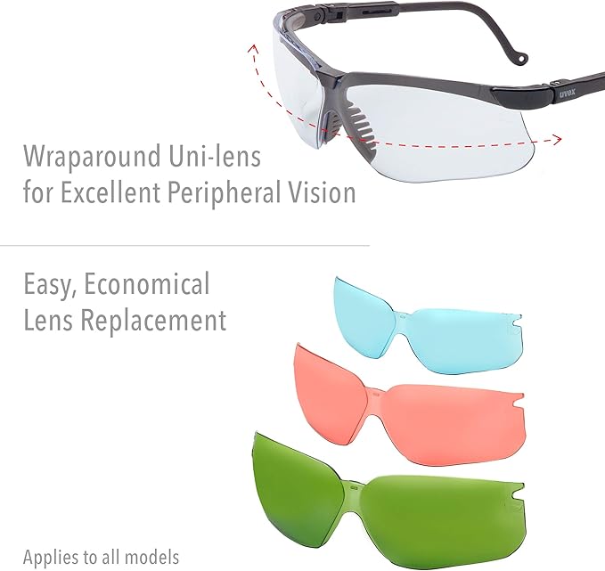 Honeywell Uvex Genesis Safety Glasses with Uvextreme Anti-Fog Coating, Black Frame