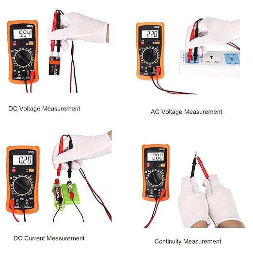 Digital Multimeter with Premium Probes, Measures AC/DC Voltage, Current, Resistance, Diode, Triode, Suitable for Household use, and Industrial use - F (Orange)