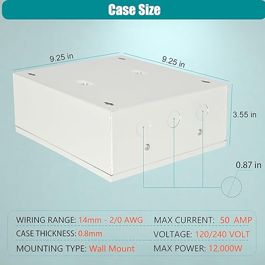 Automatic Transfer Switch, 50 Amp 3 Pole Auto Transfer Switch for Home Generator, 120/240-Volt 12,000W Stronger Stability, for Outdoor and Indoor with Ground, General 60HZ