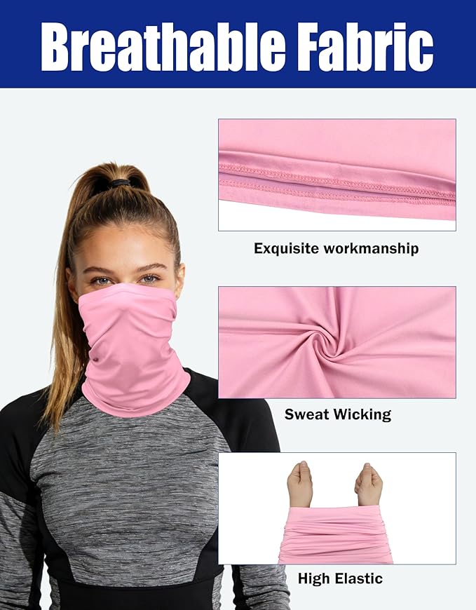 JHYWELL Cooling Neck Gaiter Face Mask, UV Protection Masks Gator, Windproof Bandana for Skiing, Fishing, Hiking, Cycling