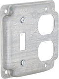 Hubbell-Raco 906C 1 Duplex Receptacle and Toggle Switch 4-Inch Square Exposed Work Cover, Steel