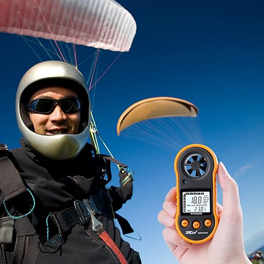 Digital Wind Speed Meter Anemometer Handheld Wind Gauges Air Flow Velocity Meter for Measuring Wind Chill Temperature Speed, Wind Meter Thermometer Gauge for Shooting Windsurfing Fishing Hunting