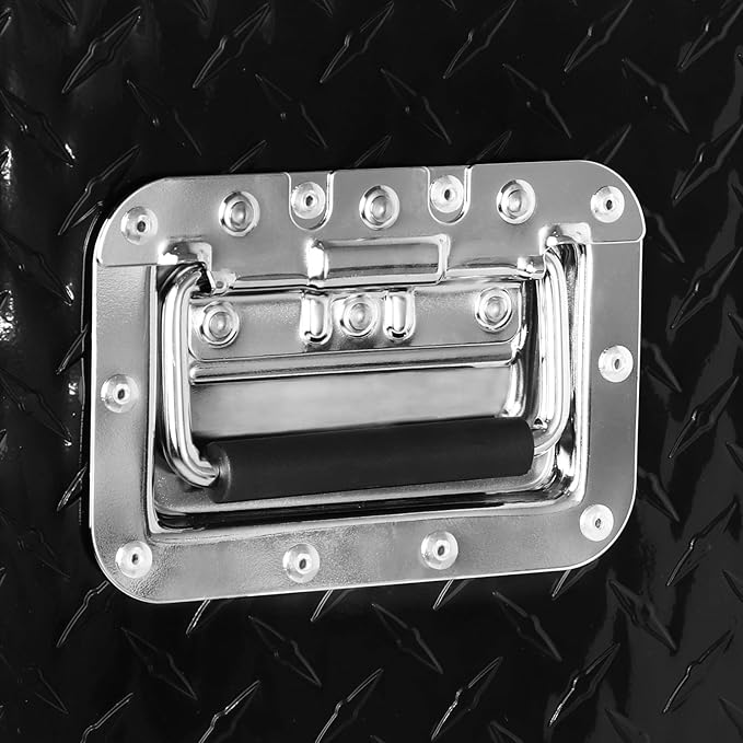 FORWODE 20&48 Inch Aluminum Truck Tool Box Lockable Truck Bed Tool Box Waterproof Truck Bed Storage Box with Gas Struts Side Handle Truck Tool Chest for Pickup, Truck Bed, RV, Trailer&Garage (Black)