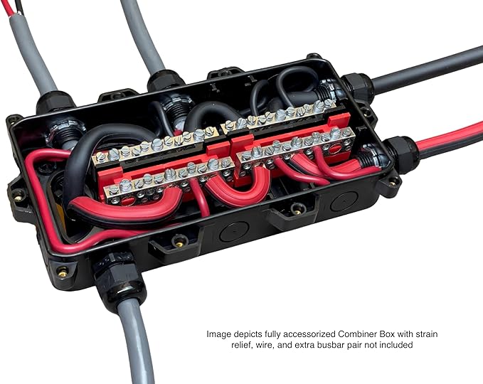 DLX Roof Combiner Box for Solar Panels - Weatherproof, UV Resistant - Ideal for RV and Off-Grid Solar Systems