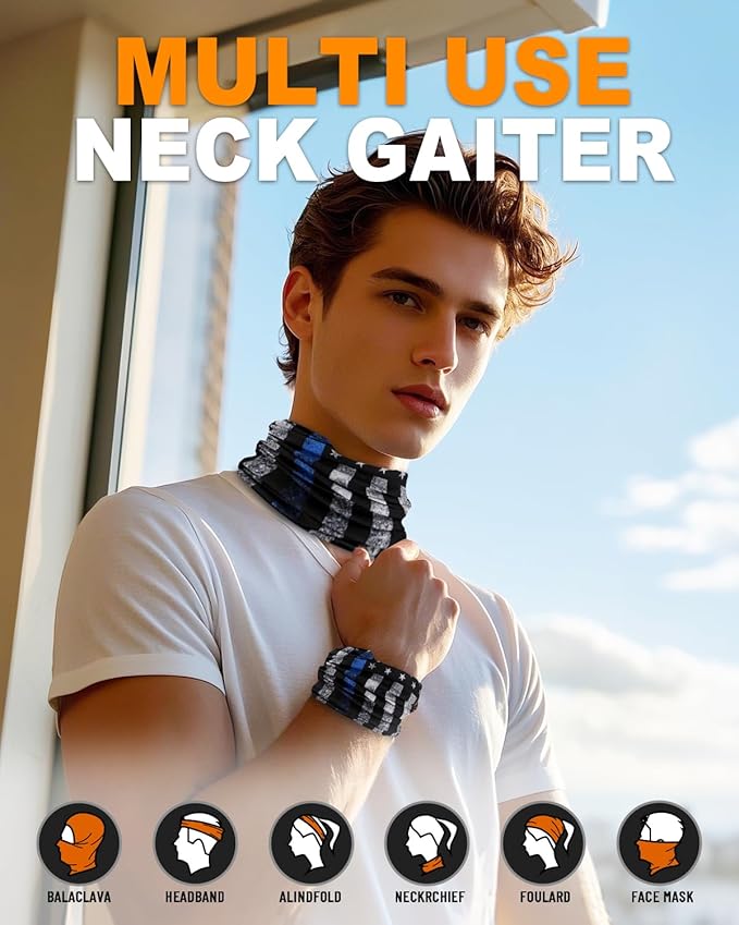 4Pack Neck Gaiter for Men Women Face Cover Mask Head Wrap Balaclava Headwear Bandana Headband Magic Scarf