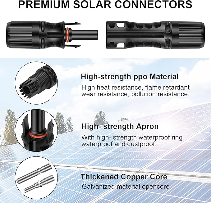 16 PCS 8AWG Solar Connectors with Spanners, 8 Pair Solar Panel Connectors Male/Female (8AWG, 8 Pairs)