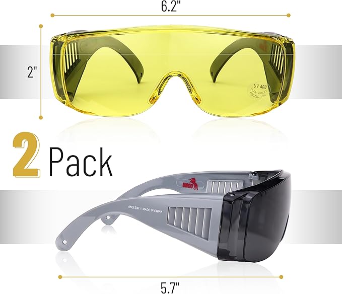 UNCO- Safety Goggles Over Glasses, Protective Goggles, Anti Fog, Work, Safety Glasses Over