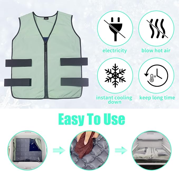 MR.ICE Cooling Vest for Men & Women - Adjustable Ice Vest for Motorcycle, Workers, Sports, Outdoor, Heat Relief