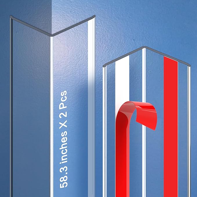 Clear Self-Adhesive Wall Corner Protectors-2 PCS of Corner Guards & Edge Protector for Baby, Furniture, Door, Tables, Cover Sharp Furniture, Easy to Install (3cmx150cm/1.18inx59.1in)