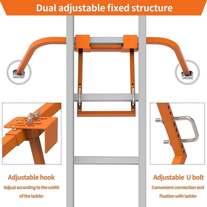 Ladder Stabilizer for Roof Gutter,Heavy Duty Steel Ladder Roof Hook Ladder Stabilizer with Wing Span/Wall Extension Ladder Accessory,Ladder Standoff Arms,Gutter Cleaning Tools