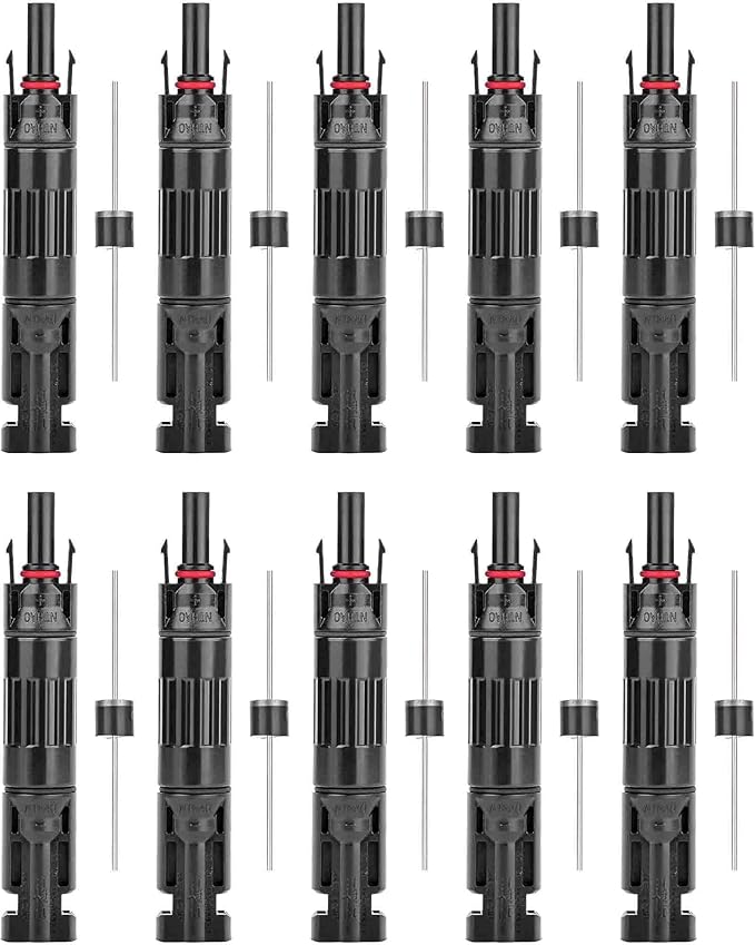 Jtron 10 PCS PV Solar Panel Connector Male/Female 1000V 20A Built-in Diode Inline Fuse Solar Wire Connectors Waterproof Anti-backflow (20A)