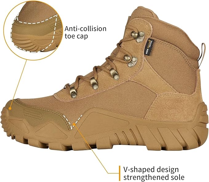 FREE SOLDIER Men's Waterproof Hiking Boots Tactical Work Boots Outdoor Lightweight Military Boots