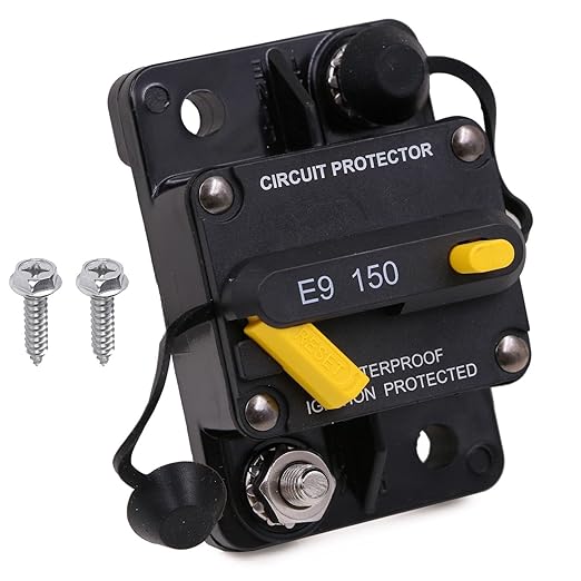 Hi-Amp Circuit Breaker with Manual Reset Switch 150A for Automotive RV Car Solar System Boat Trolling Motor, UL Certified, Overload Protection, IP67 Waterproof, Surface Mount