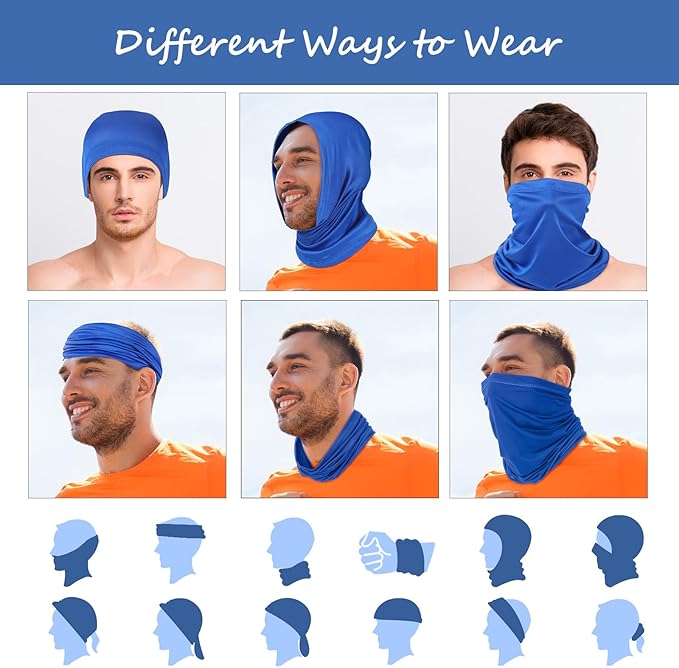 Geyoga 6 Pieces Summer UV Protection Cooling Neck Gaiter Face Clothing Neck Gaiter Mask Scarf Sunscreen Breathable Bandana