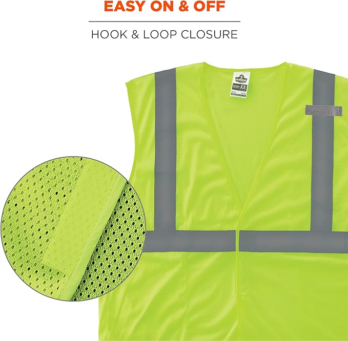 Ergodyne GloWear Economy High Visibility Reflective Safety Vest, Hook & Loop Closure