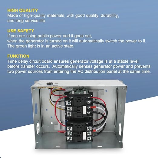 RV Automatic Transfer Switch, 120/240 VAC, 50 Amp, Automatic Transfer Relay Switch for RV, Speedboats