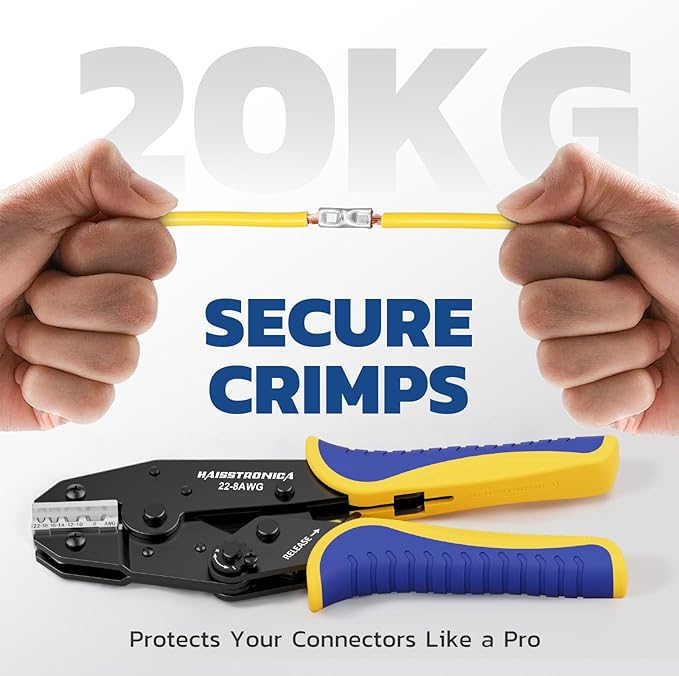 haisstronica Crimping Tool for Non-Insulated Terminal,AWG 22-8 Ratchet Wire Crimper Tool,Wire Terminal Crimper HS-7327