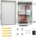 6 String Solar Combiner Box, IP65 Waterproof PV Combiner Box for On/Off Grid Solar System, with Lightning Arrester, 15ARated Current Fuse & 63A Circuit Breaker (Plastic Box)