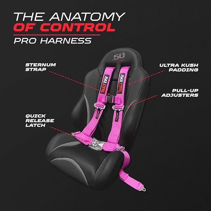 4 Point Harness for Bucket Seat, Quick Release Latch, 9 Color Options, Racing Harness, Race Car, Off Road Vehicle, UTV, RZR