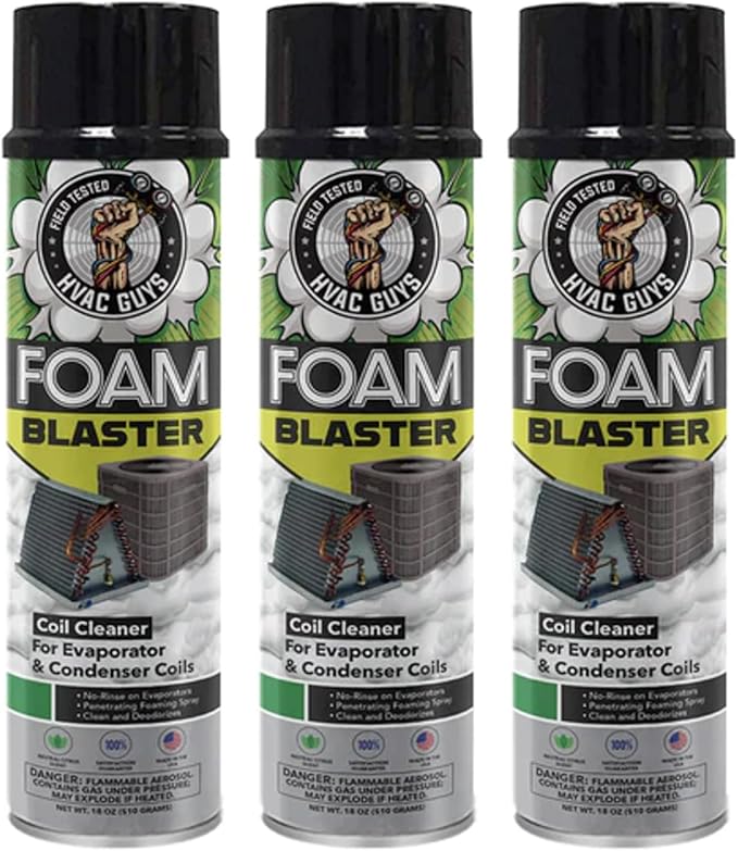 Leak Saver Foam Blaster AC Coil Cleaner for AC Unit 3-Pack | No Rinse Formula for Evaporators & Condensers | Neutral Citrus Scent