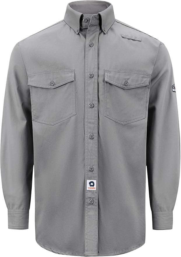 100% Cotton Mens Fr Shirts 7.5oz Flame Resistant Shirts NFPA2112 Men's Fire Retardant Welding Shirts