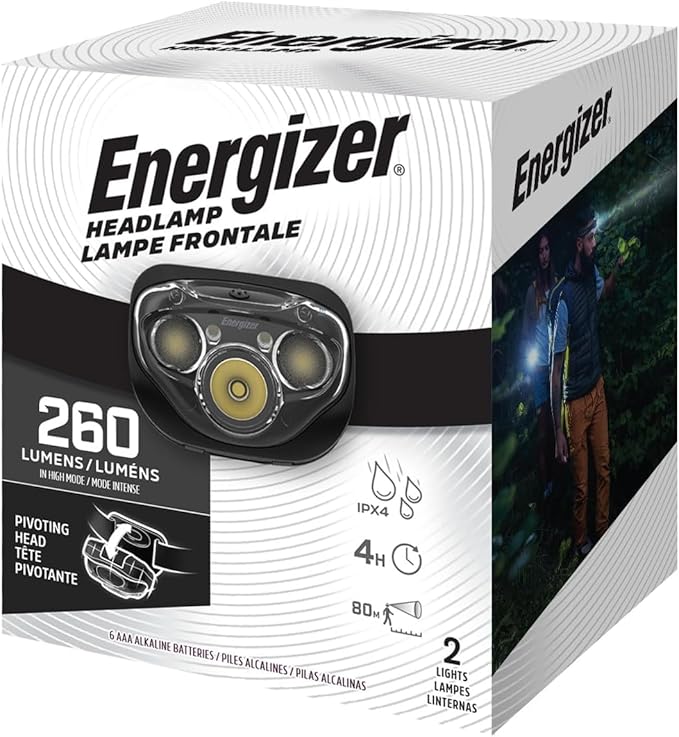 Energizer LED Headlamp PRO (4-Pack), IPX4 Water Resistant Headlamps, High-Performance Head Light for Outdoors, Camping, Running, Storm, Survival LED Light for Emergencies (Batteries Included)