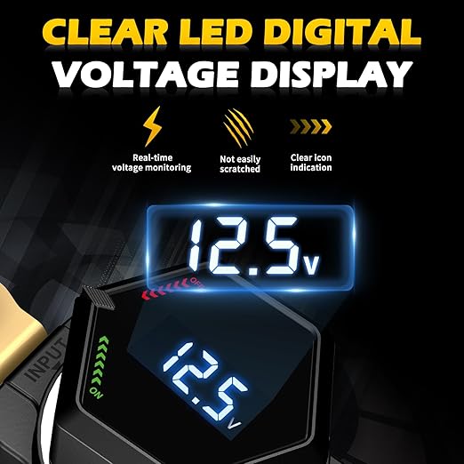 Top Post Battery Disconnect Switch with Voltmeter, DC 5-80V Master Isolator On Off Kill Switch Power Cut/Shut Off Switch for Marine Boat RV Car Truck Camper Trailer