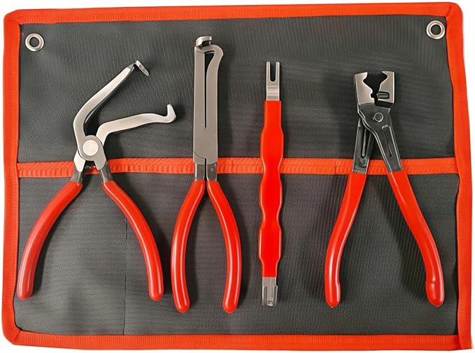 4-in-1 Automotive Clip Pliers Set, Electrical Disconnect & Connector Removal Tool Kit with Straight & 60° Angle Pliers, Separator & Hose Clamp Plier for Car Truck SUV Repair, Mechanics & DIY