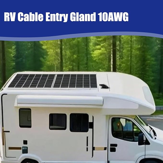 Solar Double Cable Entry Gland, Waterproof Junction Box Connector with 10ft 10AWG Solar Cable for RV Boat Camper Van Building Garage Shed Roof Panels