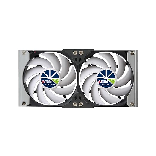 TITAN- 12V IP55 Waterproof DC Double Rack Mount Ventilation Cooling Fan with Timer and Speed Controller- TTC-SC20 (140mm(V2+))