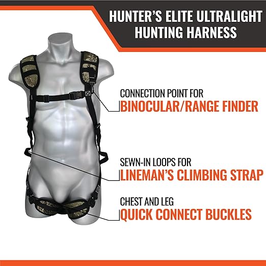Malta Hunting Safety Ultralight Tree Stand Safety Harness Kit Set, TrueTimber Patterns, Multi-Sizes (Strata Camo, Large-XLarge)