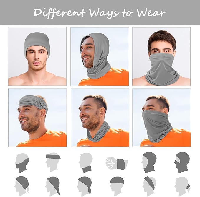 Geyoga 6 Pieces Summer UV Protection Cooling Neck Gaiter Face Clothing Neck Gaiter Mask Scarf Sunscreen Breathable Bandana