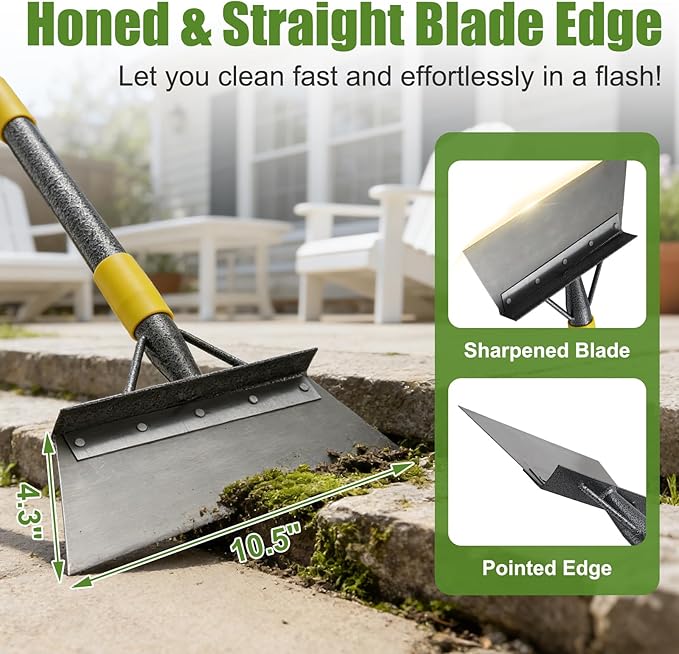 Garden Flat Shovel Scraper: 74" Metal Snow Ice Scraper, Adjustable Handle, Multifunctional Floor Scraper for Weed Cleaning Edging Trenching & Removing Snow Ice Dirty Moss