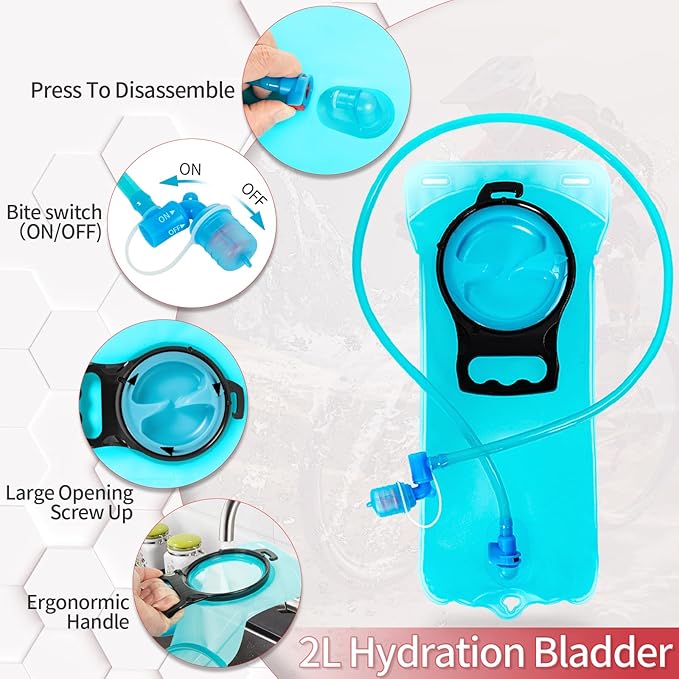 Hydration Backpack with Leak Proof Water Bladder, Lightweight Hydro Water Daypack for Rave, Cycling, Running, Hiking, Climbing