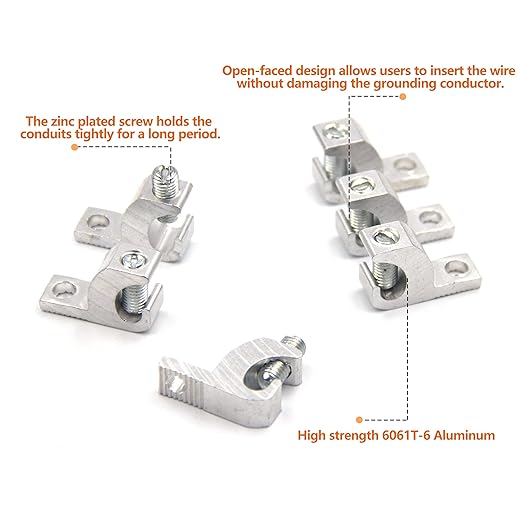 ISPINNER 6pcs Aluminum Lay-in Lug, AWG 14-4 Copper Conductor Lay-in Connector for Grounding and Bonding