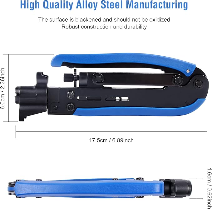 Knoweasy Coax Compression Tool - Coax Crimper and RG6 Coaxial Crimper for RG6, RG59, and RG11 Cable F-Connectors