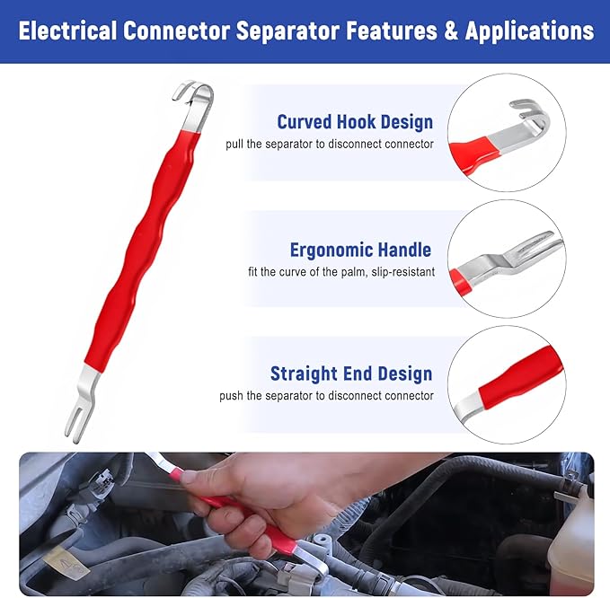 7 Pcs Electrical Disconnect Pliers for Cars 37960 37980, Connector Separator 13120 & Hose Clamp Pliers with Terminal Removal Tools, Work Gloves & Tool Bag - for Automotive Electrical Connector