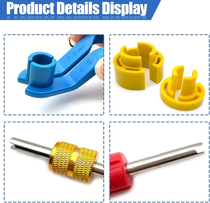 16PCS Car AC Fuel Line Disconnect Removal Tool Set with Storage Box, Valve Core Remover Tool Kit for 1/4 5/16 3/8 1/2 5/8 3/4 7/8 Inch Master Quick Disconnect Tool Kit for Auto Repair Tools